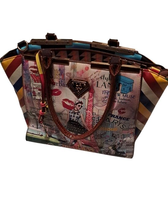 only lany Handbags - LANY Paris Shoulder Bag. Paris motif on front. Multi colored.